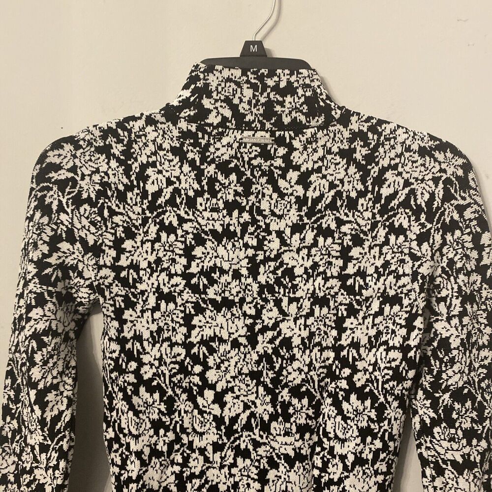 Michael Kors Women Black And White Floral Bell Sleeve Bodycon Dress Size XS - Picture 7 of 12